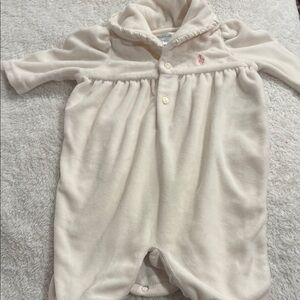 Ralph Lauren white velvet onesie 
Newborn size